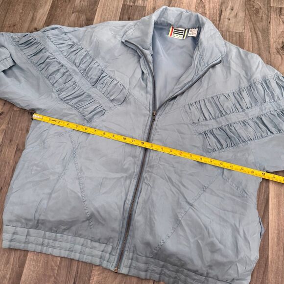 Vintage 80s 100% Silk pleated crinkle detail bomber track jacket - Picture 3 of 6